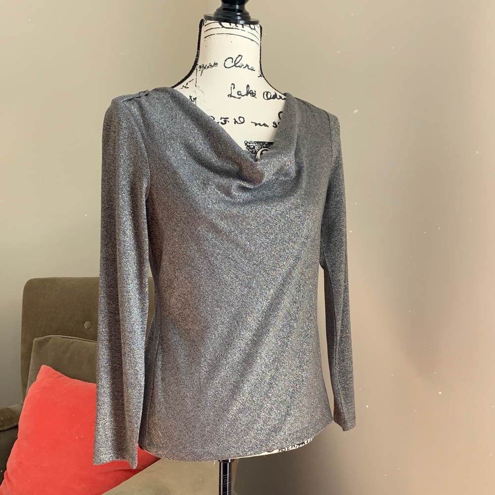 NWT Vintage Talbots Metallic Gray Long Sleeve Top